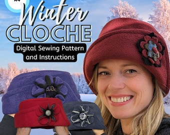 Winter Fashion Cloche Hat sewing pattern and instructions, digital format-A4 paper