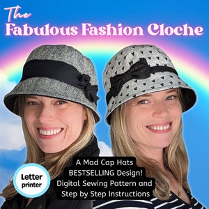 Fabuloso patrón de costura e instrucciones de Cloche Hat de moda, formato digital, papel tamaño carta