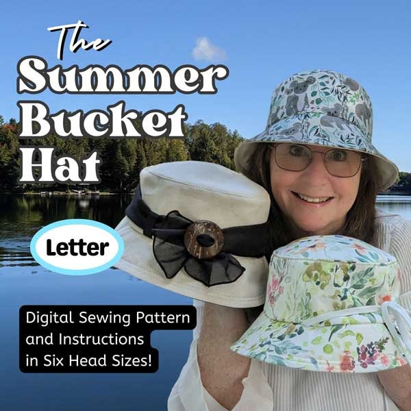 Summer Bucket Brim Sun Hat, Bucket Hat, in digital format PDF in Six Sizes, LETTER size paper