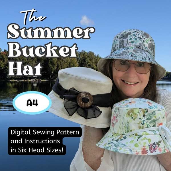 Summer Bucket Brim Sun Hat, Bucket Hat, in digital format PDF in Six Sizes, A4 size paper
