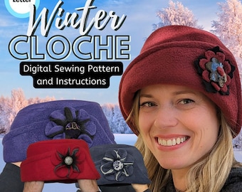 Winter Fashion Cloche Hat sewing pattern and instructions, digital format-Letter size paper