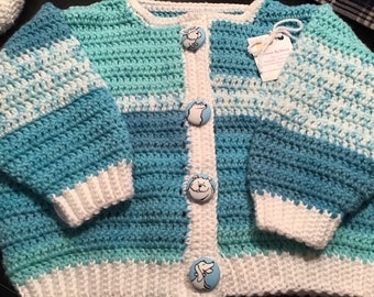 Girl Crocheted Sweater with Dog Buttons