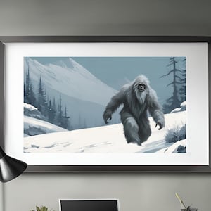 Yeti Abominable Snowman Bigfoot Sasquatch, Dramatic Wall Art, Mythical Creature Poster, Yeti Print Poster, Digital Download Print, Yeti Art
