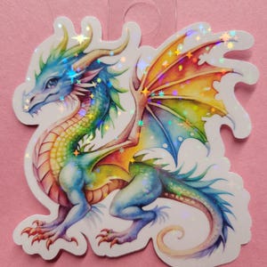 Drache Sticker holografischer Regenbogen
