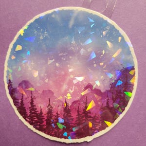 Nachthimmel Sticker Bäume holographisch