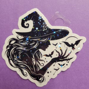 Hexe Aufkleber Silhouette metaphysisch holographisch