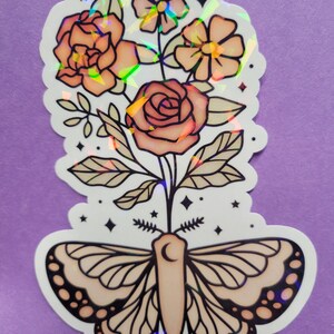 Schmetterling Rose Sticker holographisch