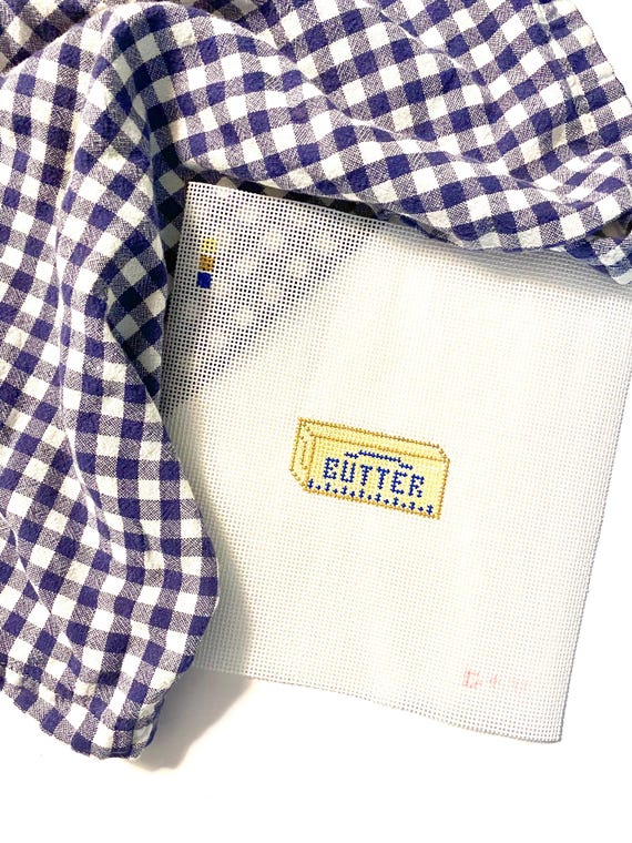 STARTER NEEDLEPOINT KIT Stick of Butter | Hand Painted Canvas, Threads, Supplies, Instructions | Beginner Stitcher | Simple Easy diy Project