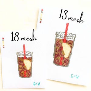 ICED SWEET TEA Hand-Painted Needlepoint Canvas | Stitch Painted Zweigart Mono Deluxe Needlepoint Canvas | 13 or 18 Mesh