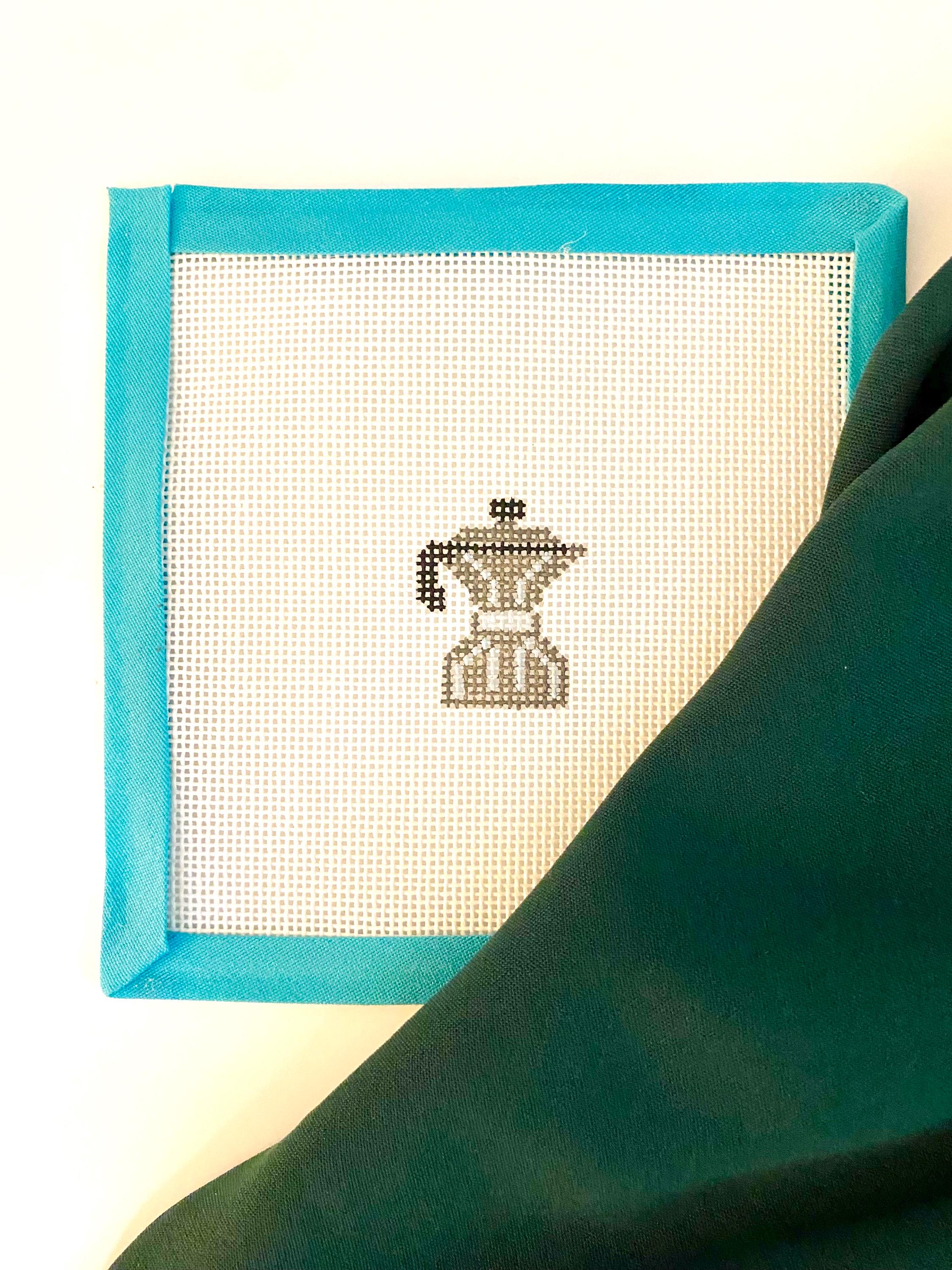 MOKA POT ESPRESSO Maker Hand-Painted Mini 18 or 13 Mesh Stitch Painted Zweigart Mono Deluxe Needlepoint Canvas | Beginner Project Bag Tag