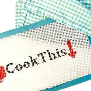 COOK THIS BOOKMARK | Custom Color Dutch Oven | Hand Painted Needlepoint Canvas 13 Mesh Stitch Painted Zweigart Mono Deluxe