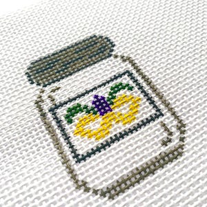 MARDI GRAS Mason Jar Hand-Painted Needlepoint Canvas | 13 Mesh Holiday Jars Collection | Fat Tuesday Beginner Project