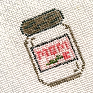 MOTHER’S DAY Mason Jar Hand-Painted Needlepoint Canvas | 13 Mesh Holiday Mason Jars Collection | Mom with Rose | Simple Beginner Project