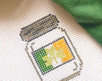 ST. PATRICK’S  DAY Mason Jar Hand-Painted Needlepoint Canvas | 13 Mesh Holiday Jars Collection | Irish Shamrock | Simple Beginner Project