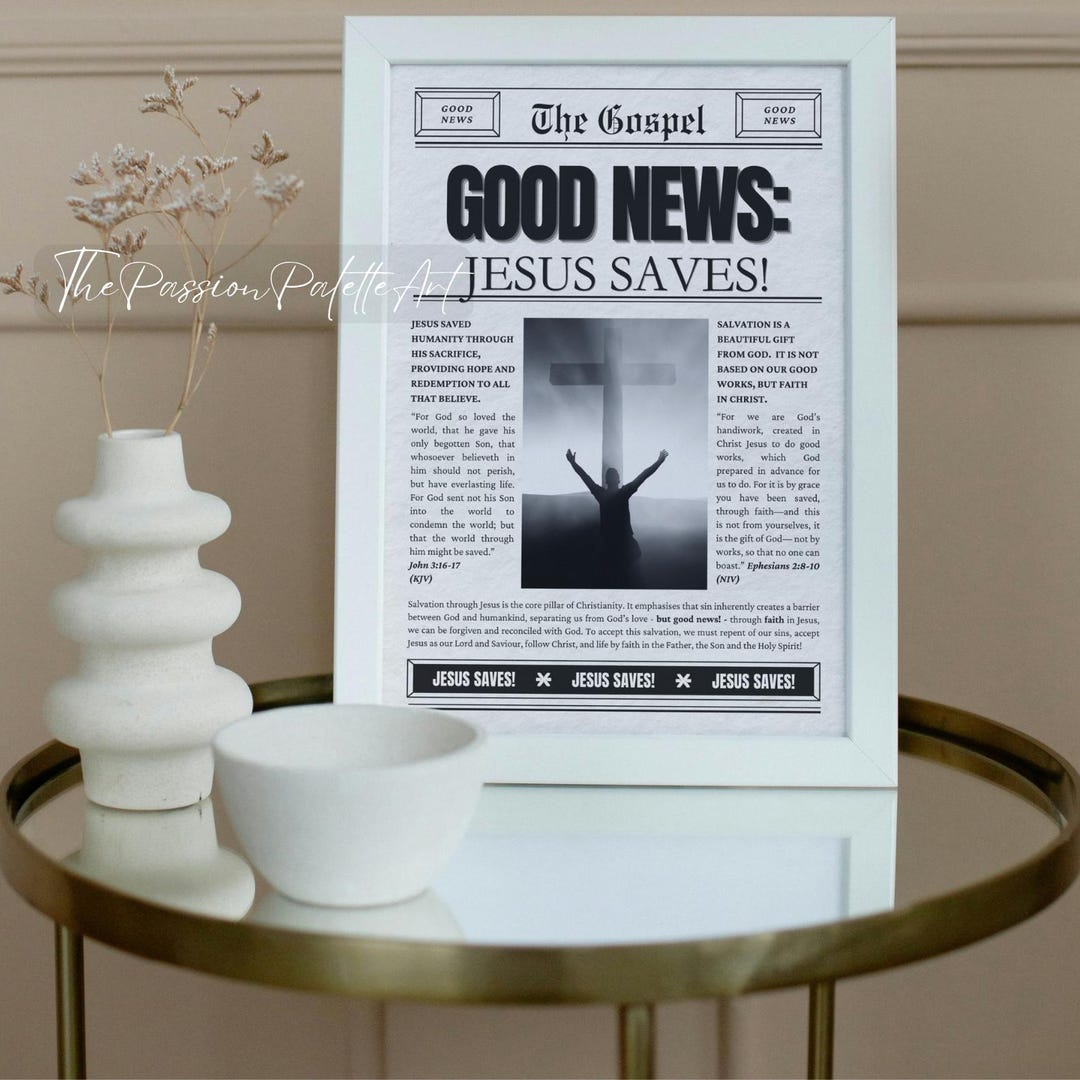 Good News Jesus Saves! Christian Wall Art, Modern Bible Verse Art ...