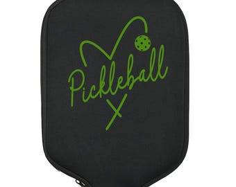 Pickleball - Heart, Pickleball Gift, Pickleball Paddle Cover, Pickleball Bag, Pickleball Accessories, Pickleball Lover, Pickleball Addict