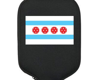 Chicago Flag, Pickleball Gift, Pickleball Paddle Cover, Pickleball Bag, Pickleball Accessories, Pickleball Lover, Pickleball Addict