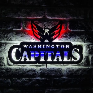 Washington Capitals LED Lighted Sign, Capitals Illuminated Wall Art, Ice Hockey Fans Gift, Man Cave Wall Decor, Christmas Gift