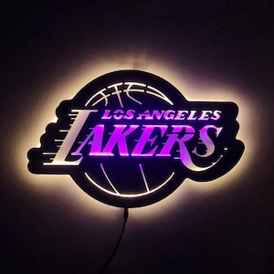 Los Angeles Lakers LED Lighted Sign, Lakers Basketball Team Emblem Illuminated Wall Decor, Basketball Sports Fan Gift, Christmas Gift