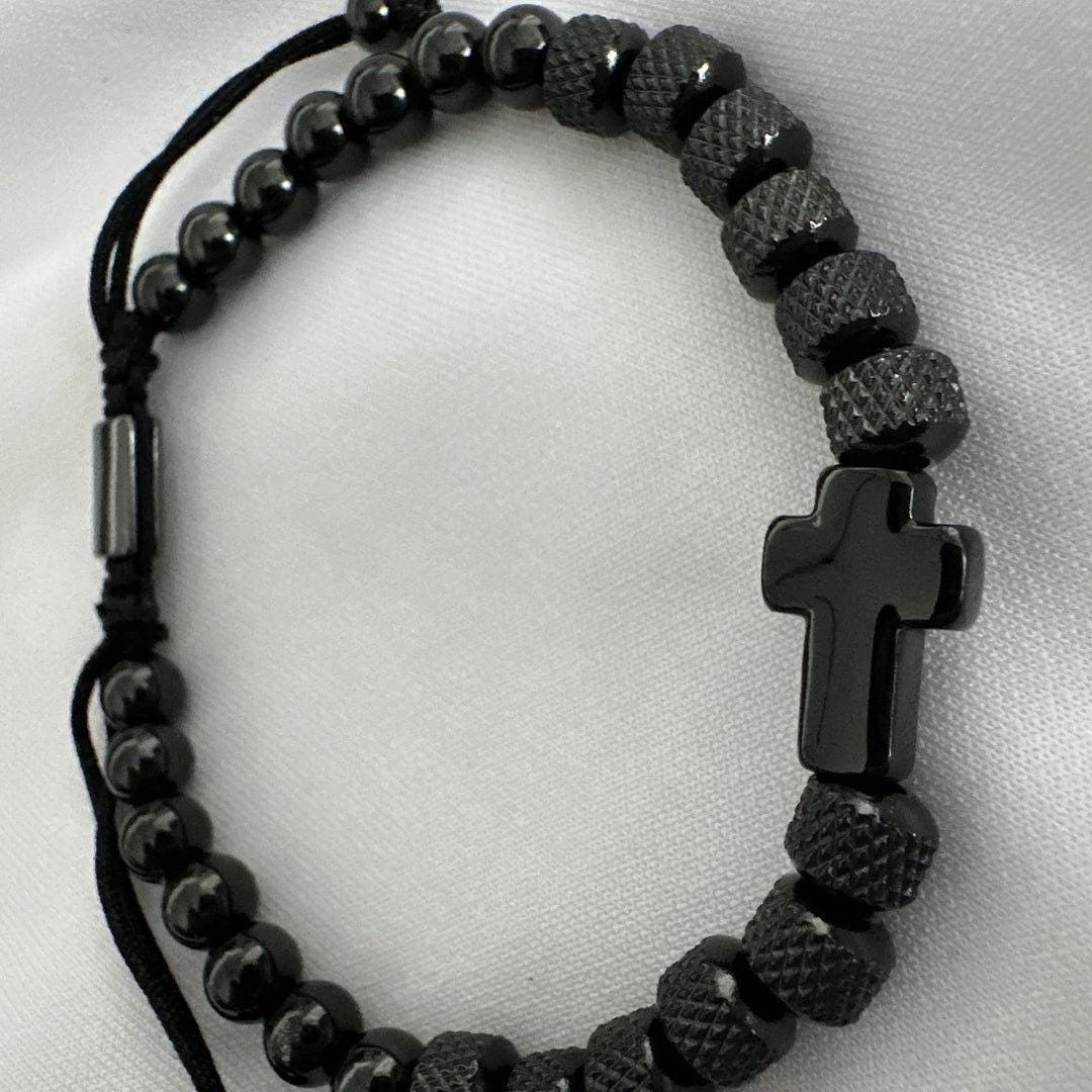 Men's Black Onyx Bracelet With Cross Charm – Catholic Faith