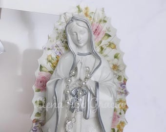 Lady of Guadalupe  Figurine | Handmade in Ecuador | Catholic Gift for Mothers Day, Baptism, Birthdays.