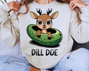 Dill Doe PNG: Funny Retro Deer, Pickle Design (Digital Download)