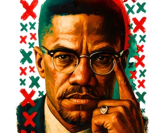 Malcolm X - Black History Month PNG: BLM Pride Art (Digital Download)