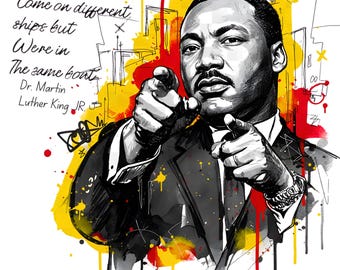 Martin Luther King Jr. Art, Civil Rights Leader, Black History (PNG SVG PDF )