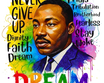 Watercolor Martin Luther King PNG:Juneteenth 1865 PNG ,  Black History ClipArt (Digital Download)