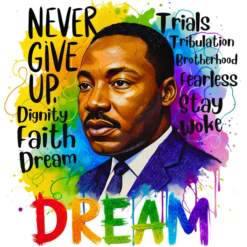 Watercolor Martin Luther King PNG: Black History ClipArt (Digital Download) image 1