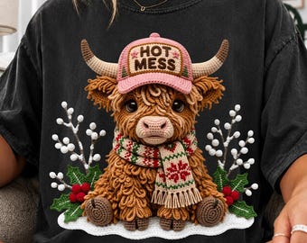 22 Christmas Highland Cow PNG Bundle, Watercolor Holiday Clipart, Festive Sublimation Designs, Digital Download