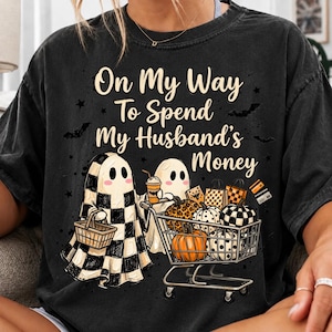 Halloween Ghost PNG, Funny Shopping, Leopard Pumpkin, Checkered Polka Dot (Digital Download)