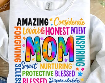 Retro Blessed Mom PNG: Mother's Day Sublimation Design (Digital Download)