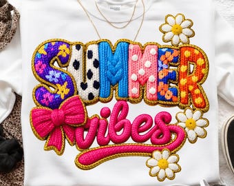 Retro Floral Summer Vibes Shirt PNG, Beach Vacation Apparel (Digital Download)