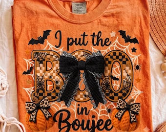 I Put The Boo in Boujee PNG, Coquette Halloween Sublimation, Spooky Season Shirt Design Download