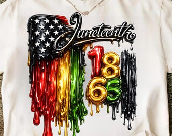Juneteenth 1865 PNG, Dripping Chrome Black History Design (Digital Download)