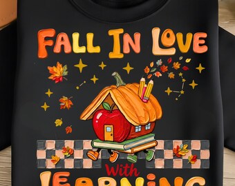 Groovy Retro Teacher Pumpkin PNG, Vintage Fall Bookish Design (Digital Download)