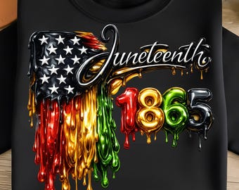 Juneteenth 1865 PNG, Dripping Chrome Black History Design (Digital Download)