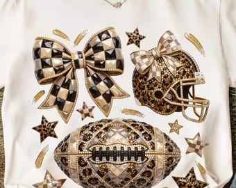 Glam Football Sublimation PNG, Jeweled Leopard Helmet, Sparkle Sports Mom Design (Digital Download)
