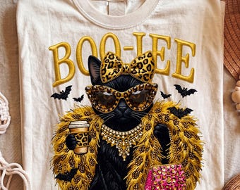 Spooky Cat Boujee PNG | Leopard Print Halloween Graphic (Digital Download)