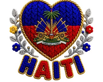 Haitian Heart PNG, Haiti Flag Sublimation Design, Haitian Republic Pride (Digital Download)