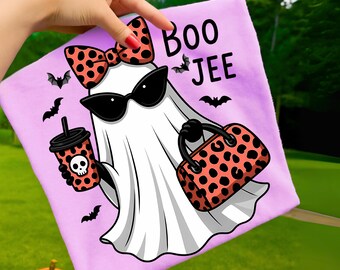 Coquette Halloween Ghost PNG, Leopard Bow Pumpkin Coffee Sublimation (Digital Download)
