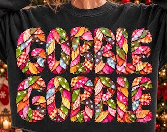 Gobble Gobble Thanksgiving SVG, Colorful Feather Pattern, Fall Sublimation (Digital Download)