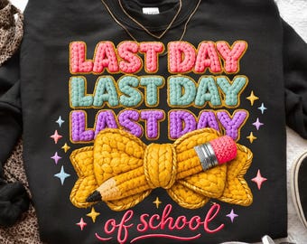 Coquette Bow Last Day of School PNG, Retro Teacher Shirt Design (Digital File)