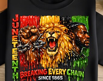 Juneteenth PNG: León Rey Negro, Rompiendo Cadenas Desde 1865 (Descarga Digital)