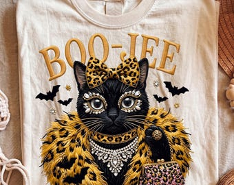 Spooky Cat Boujee PNG | Leopard Print Halloween Graphic (Digital Download)