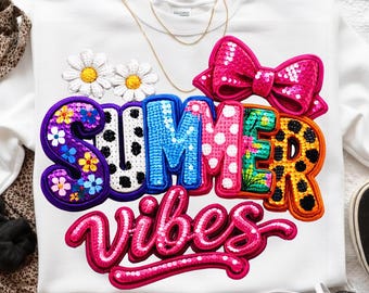 Retro Floral Summer Vibes Shirt PNG, Beach Vibes Design (Digital Download)