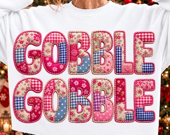 Pink Sequin Gobble Gobble Thanksgiving Shirt Design (Digital Download)