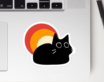 black cat sticker gift Halloween sticker black cat lover gift candy corn Autumn sticker
