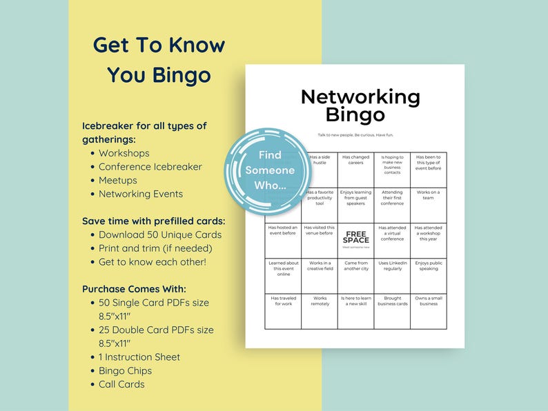 BUNDLE Get to Know You Bingo Games, Team Building Find Someone Who Game ...